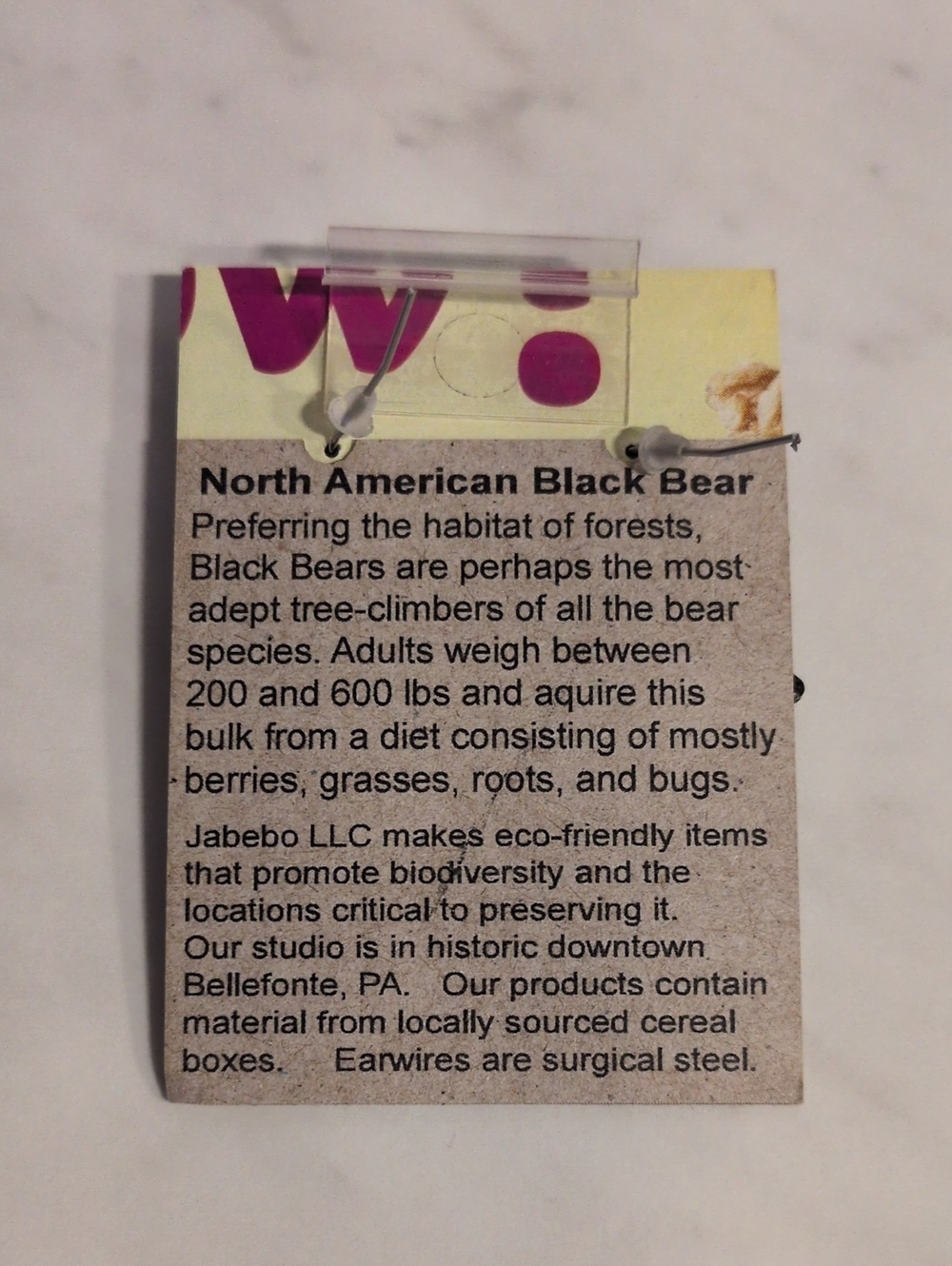Black Bear Earrings - Picture 2 of 2